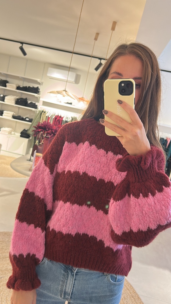 Striped Knit Burgundy/Pink