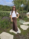 Long Satin Skirt Chocolat