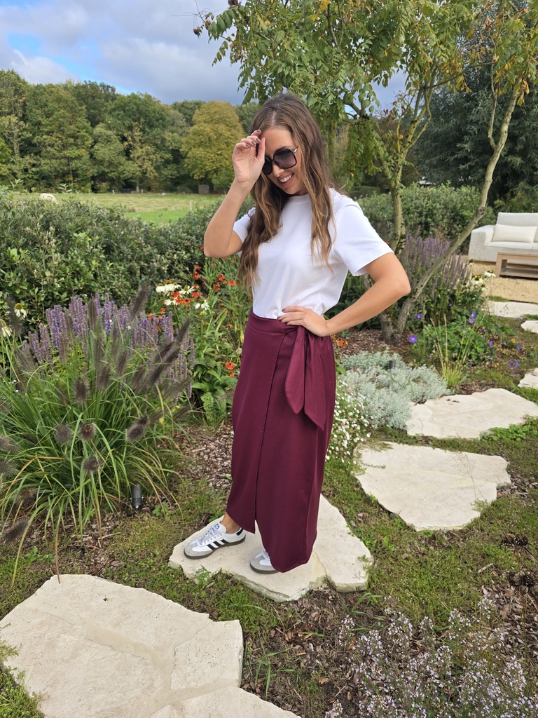 Long Wrap Skirt Merlot