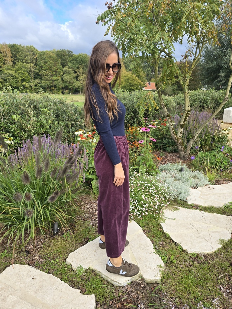 Velvet Barrel Pants Grape