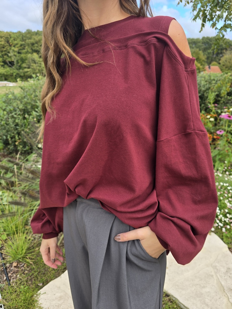 Cutout Shirt Burgundy
