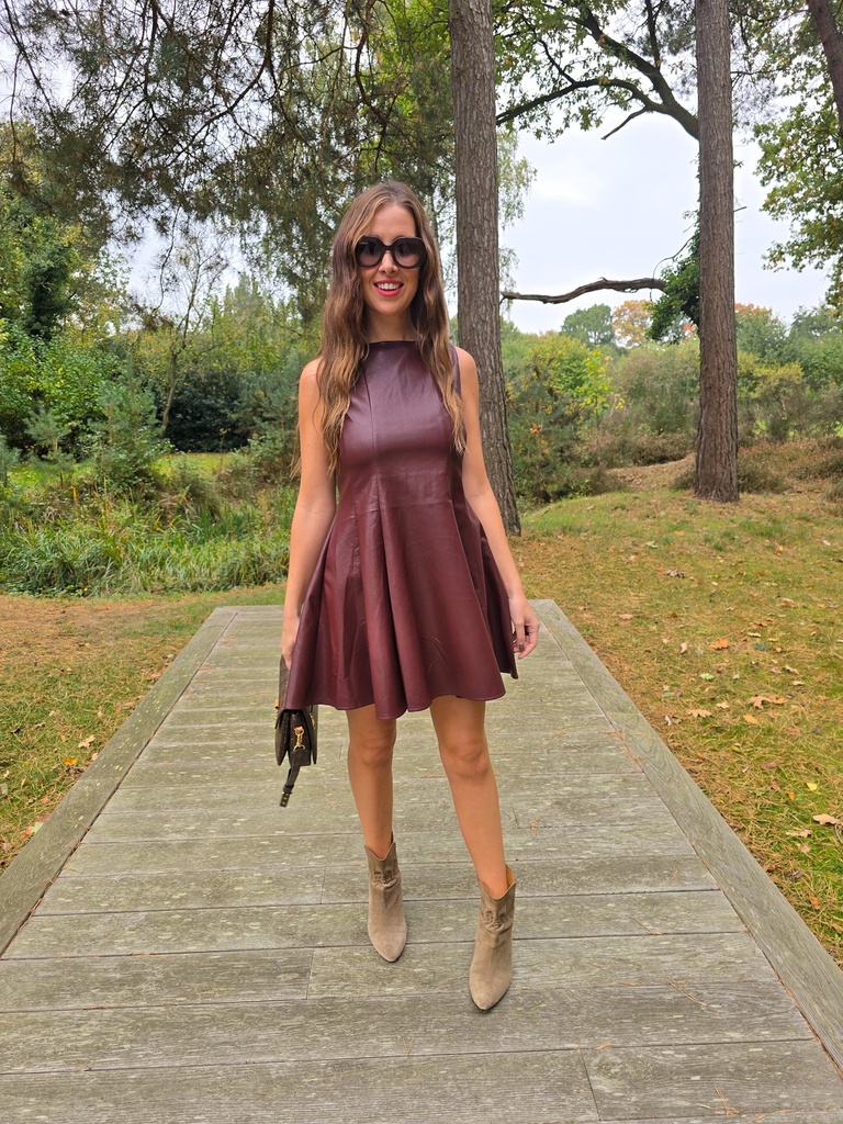 Faux Leather Dress Alice Burgundy