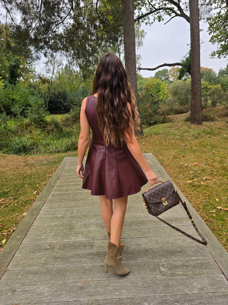 Faux Leather Dress Alice Burgundy