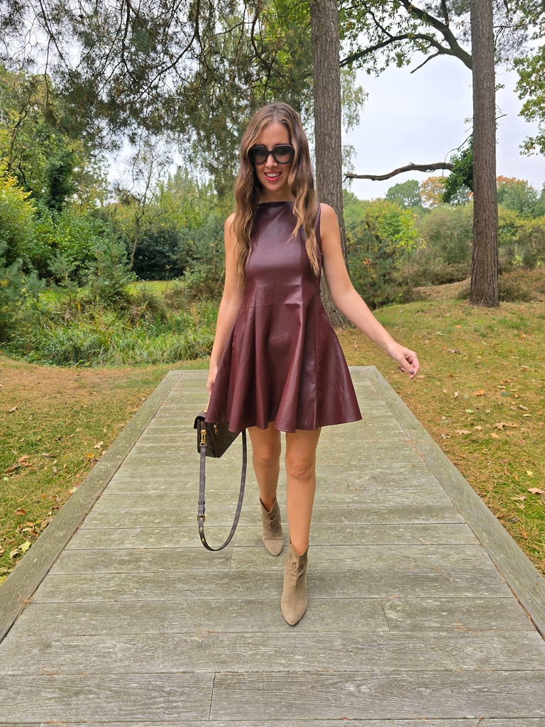 Faux Leather Dress Alice Burgundy
