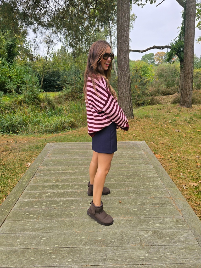 Striped Knit Annie Burgundy/Pink