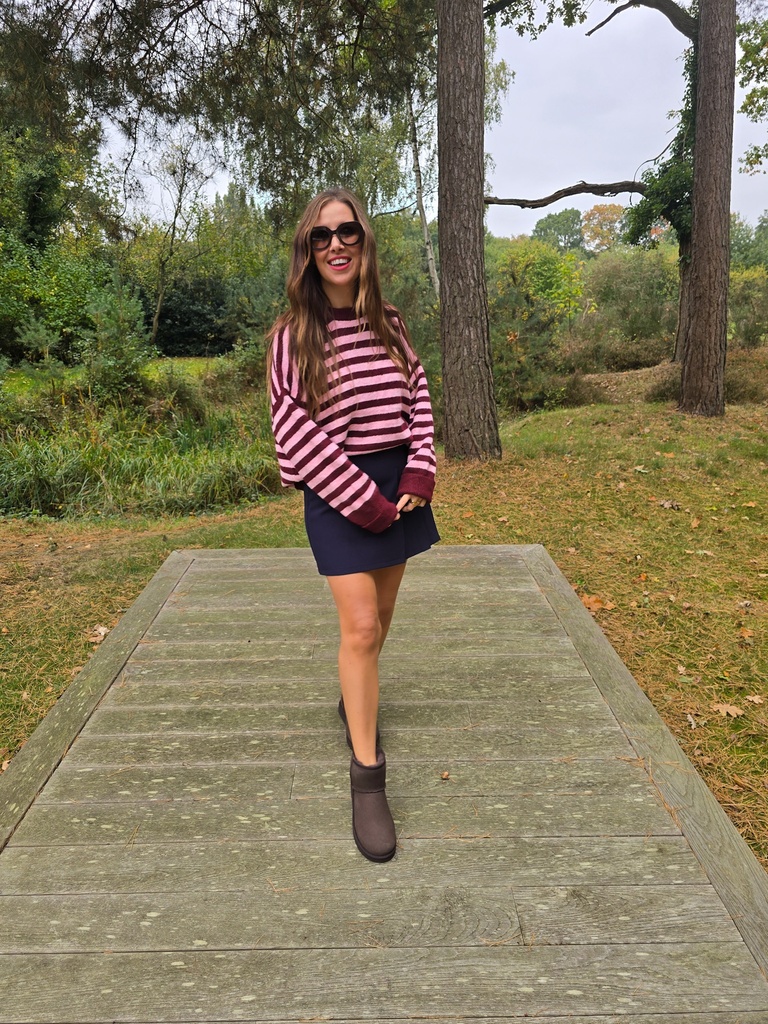 Striped Knit Annie Burgundy/Pink