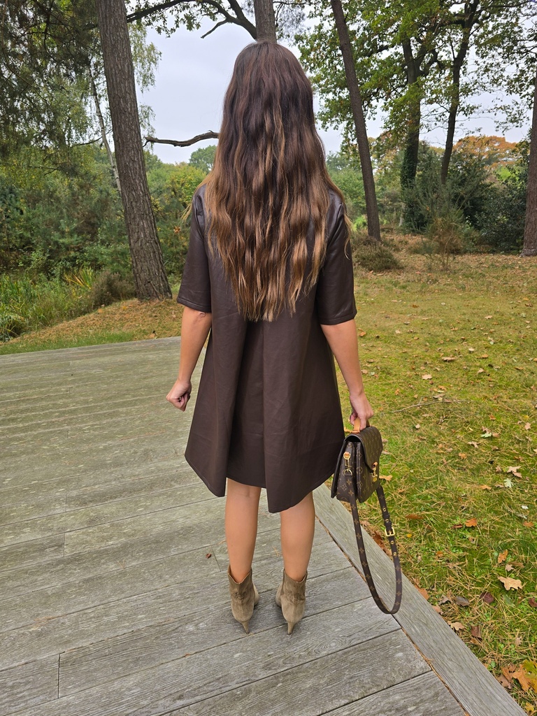 Faux Leather Dress Milla Chocolate