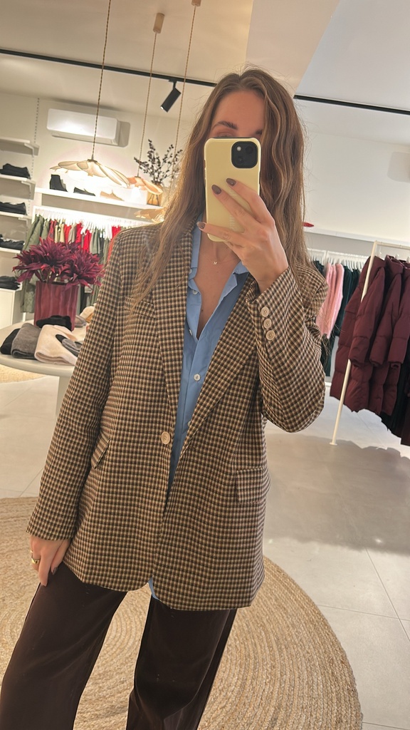 Checkered Blazer Brown