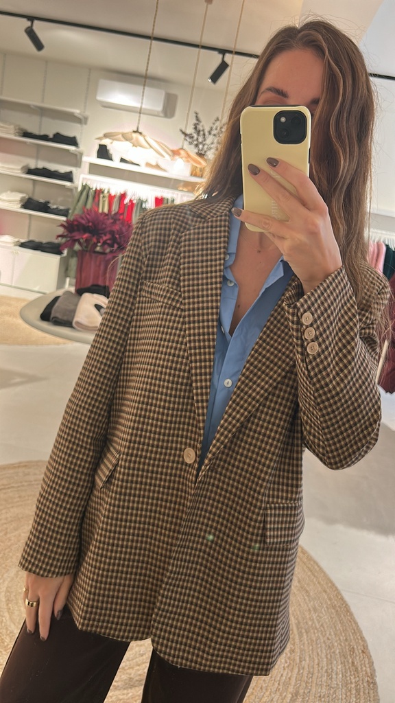 Checkered Blazer Brown