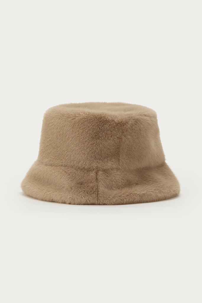 Bucket Hat Faux Fur Beige