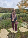 Hazel Stripes Scarf Beige/Burgundy