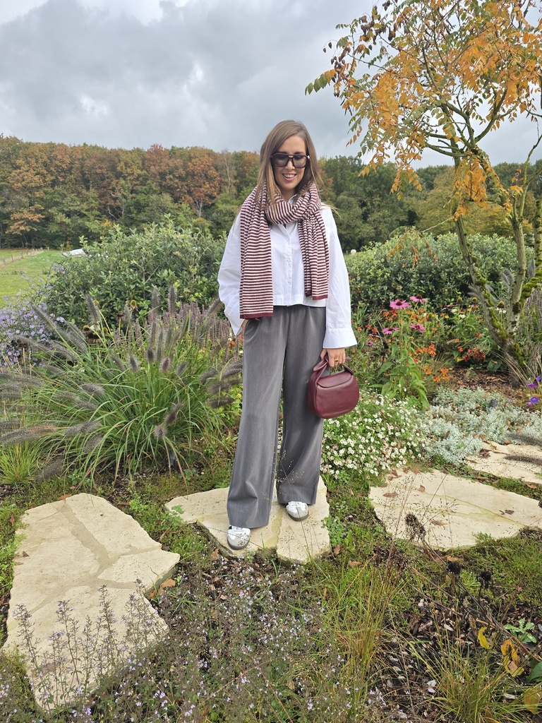 Hazel Stripes Scarf Grey/Burgundy