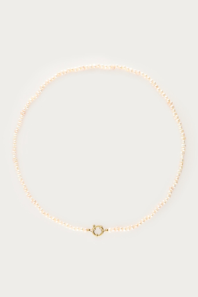 MY Ketting Met Slotje En Zoetwaterparels Medium
