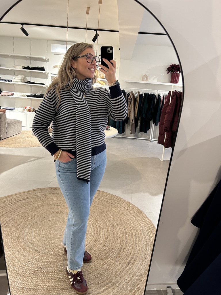 Hazel Striped Knit Navy/Grey