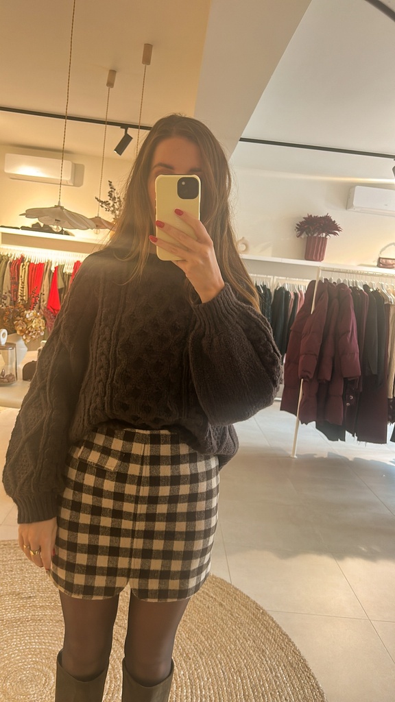 Checkered Skirt Brown/Beige