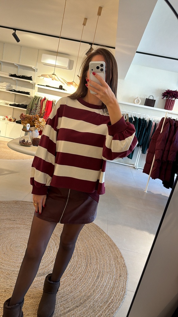 Striped Shirt Celia LS BurgundyBeige