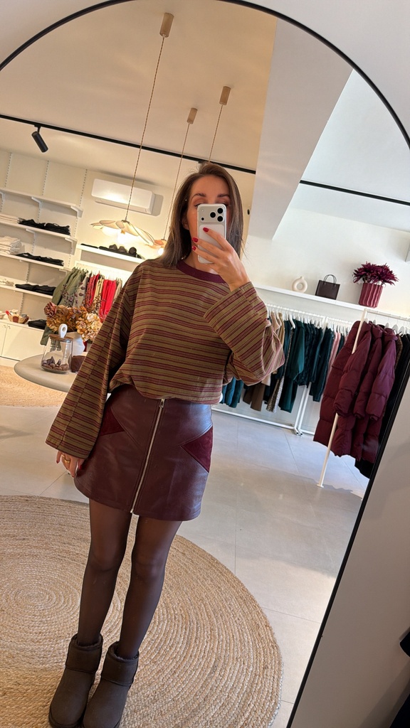 Striped Shirt Burgundy/Olive