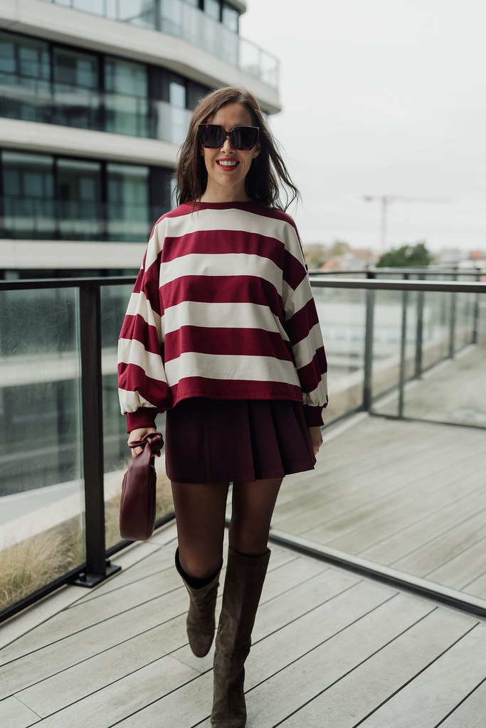 Striped Shirt Celia LS BurgundyBeige