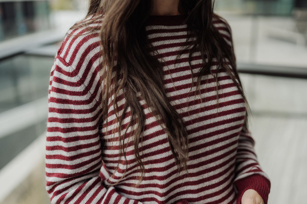Hazel Striped Knit Grey/Burgundy