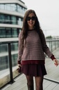 Hazel Striped Knit Grey/Burgundy