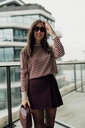 Hazel Striped Knit Beige/Burgundy