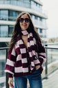 Striped Cardigan + Scarf Pink