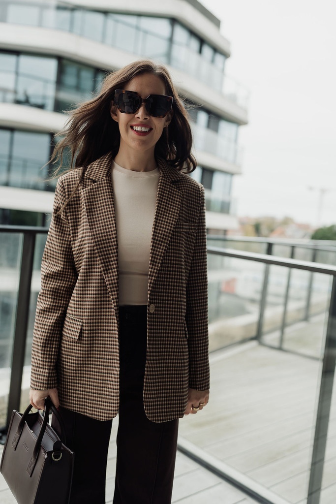Checkered Blazer Brown