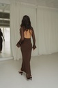 Maxi Dress Mesh Open Back Brown