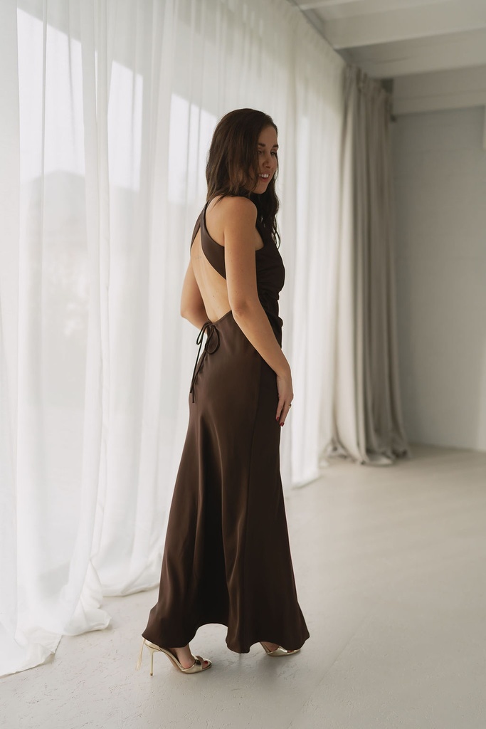 Long Satin Dress Juline Brown