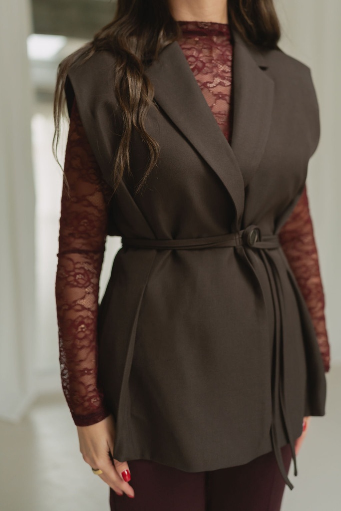 Vest Button Strap Dark Brown