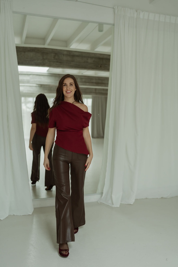 Faux Leather Pants Vera Brown