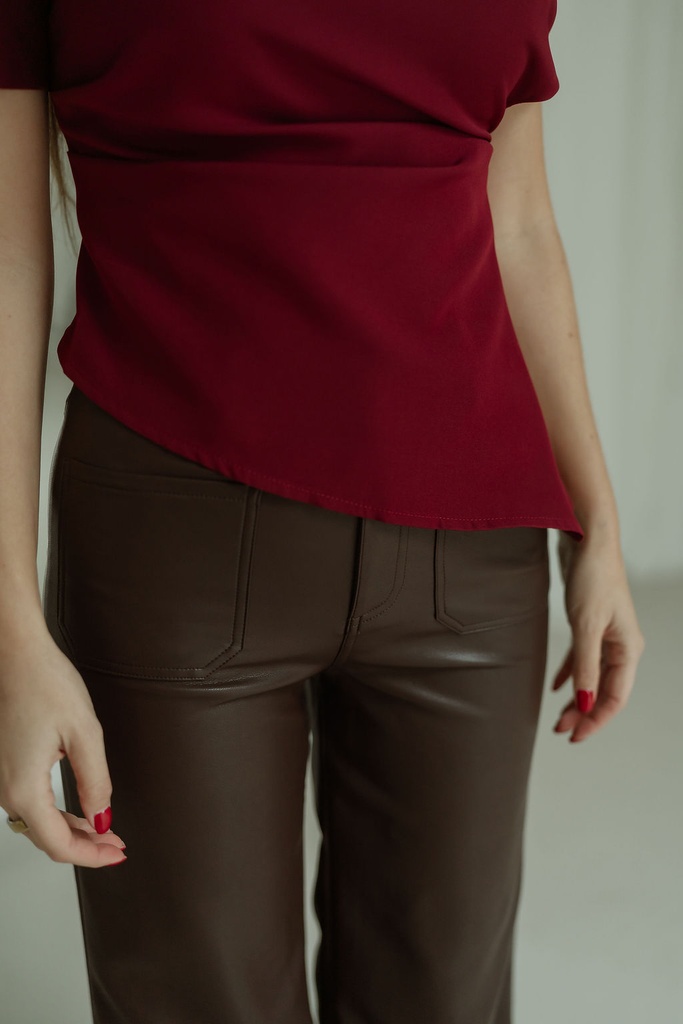 Faux Leather Pants Vera Brown