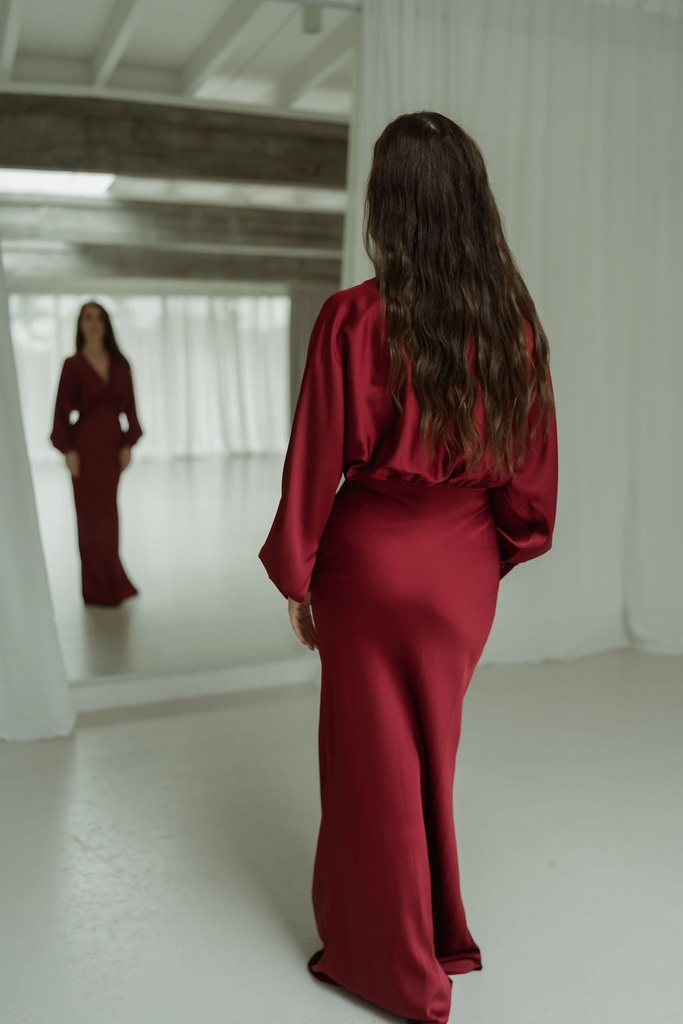 Maxi Dress Satin Burgundy