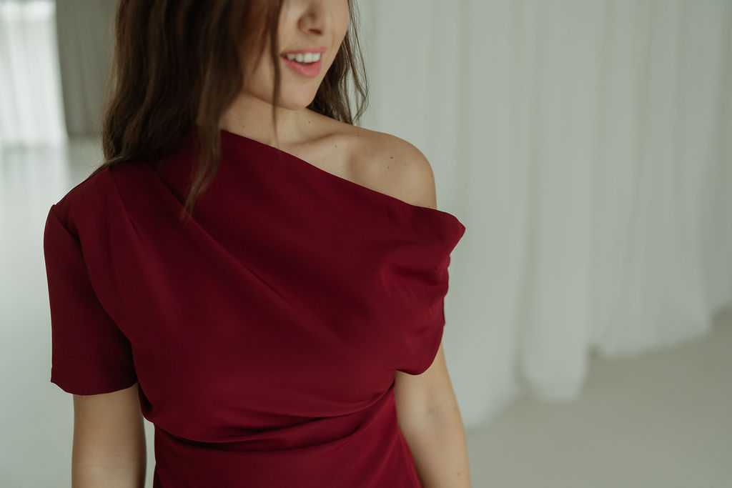 Top Draped Asymmetric Burgundy