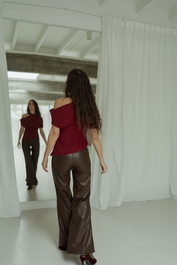 Top Draped Asymmetric Burgundy