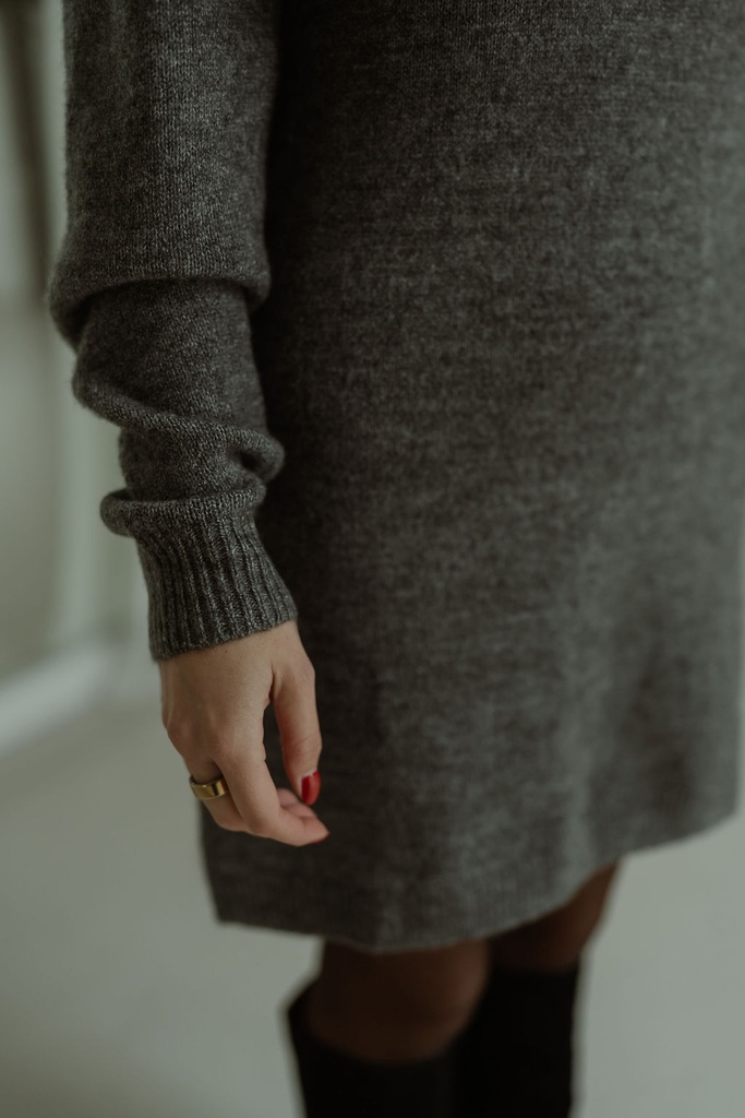Wool Knit Dress Jeni Dark Grey