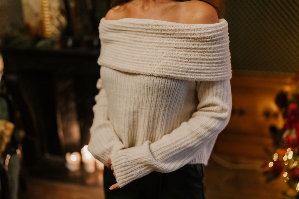 Off Shoulder Knit Beige