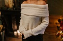 Off Shoulder Knit Beige