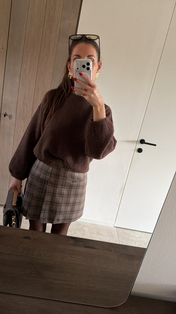 Kiara Mini Skort Checkered Brown