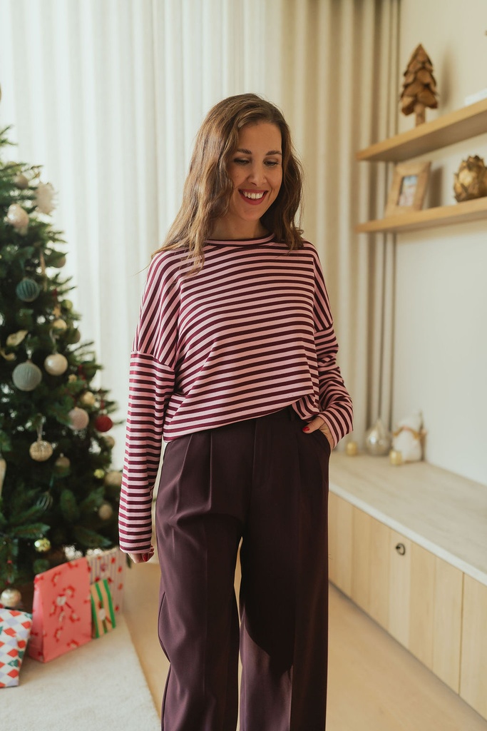 Striped Shirt Loa PinkBurgundy
