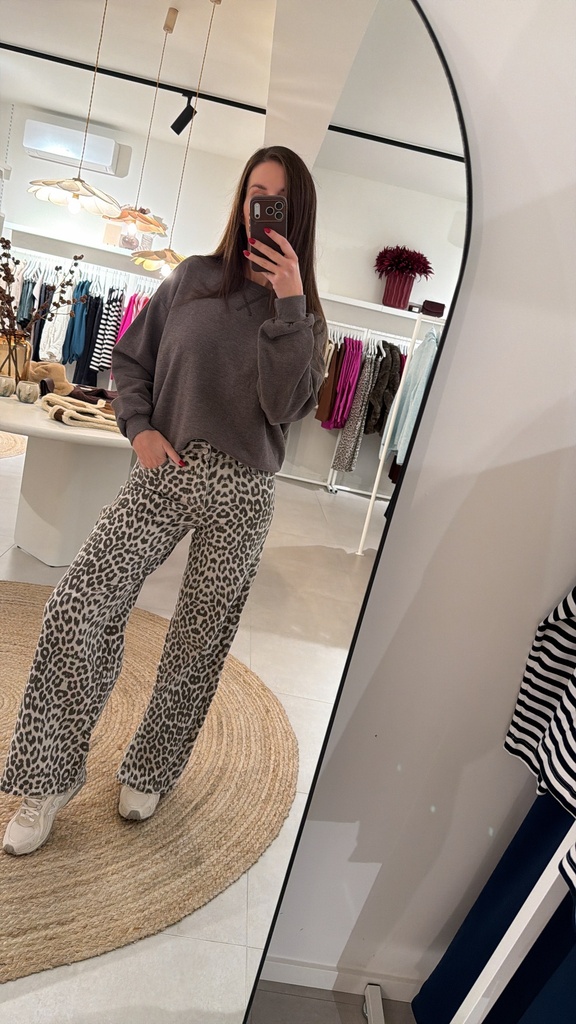 Wide Leg Jeans Light Leopard