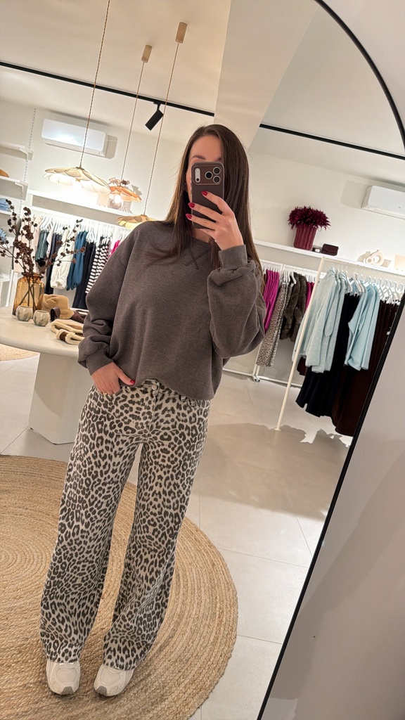 Wide Leg Jeans Light Leopard