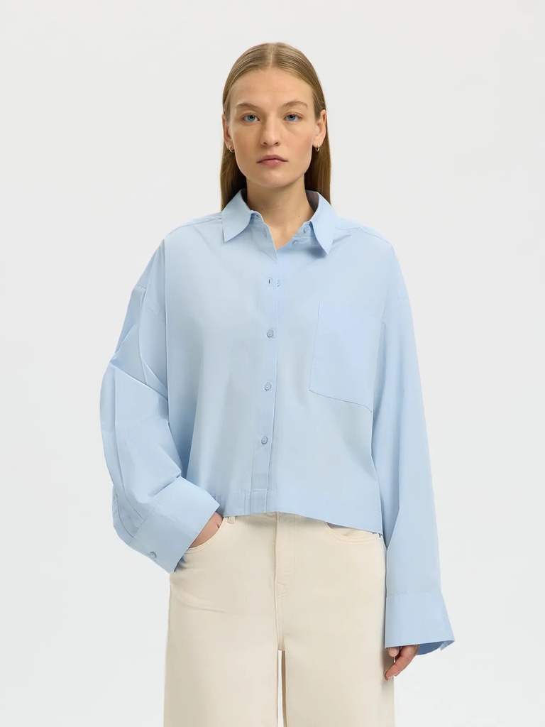 Astha Cropped Boxy Shirt Cashmere Blue