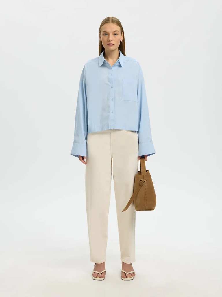 Astha Cropped Boxy Shirt Cashmere Blue