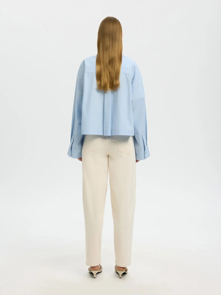 Astha Cropped Boxy Shirt Cashmere Blue