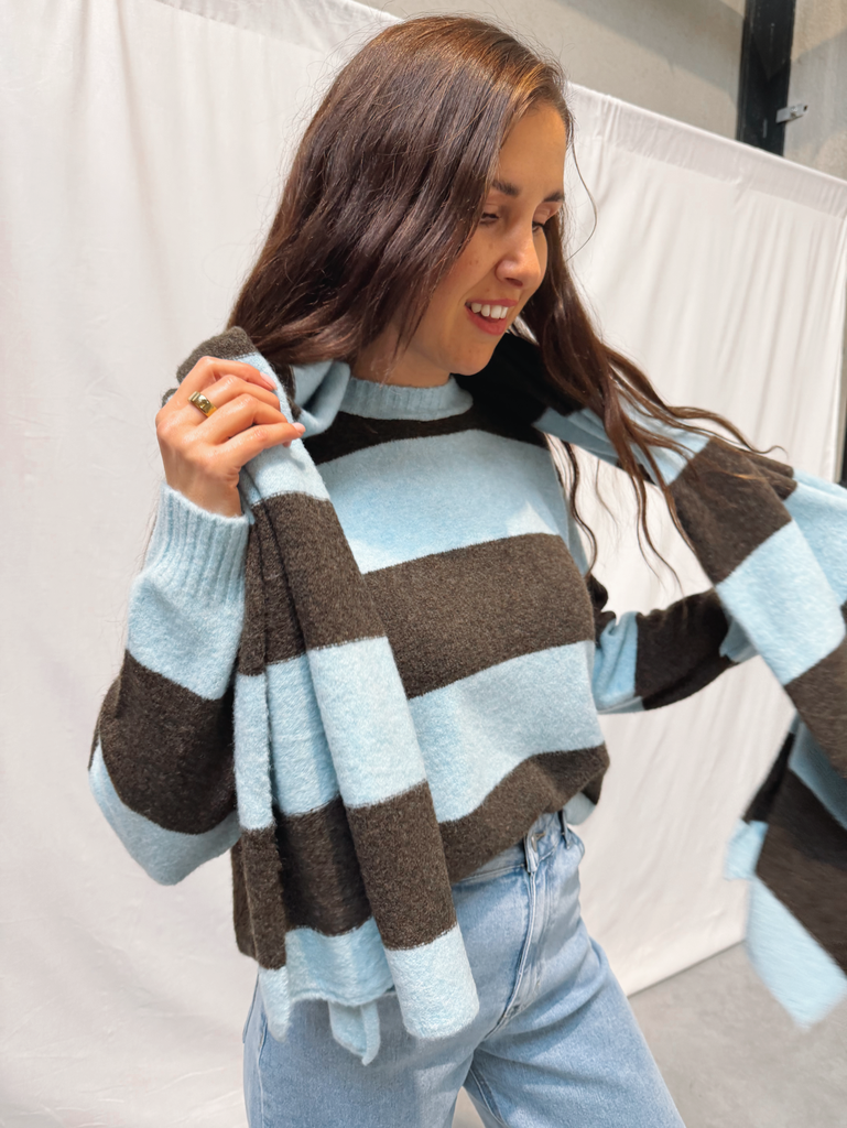 Striped Scarf Lena Azzuro/Marone