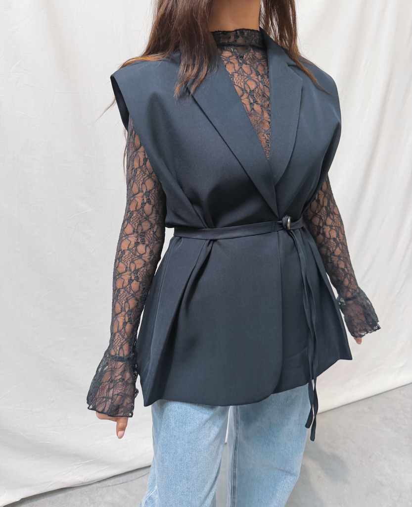 Vest Button Strap Navy