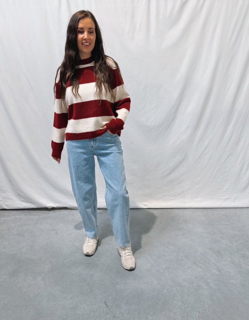 Striped Knit Lena Bordeaux/Beige