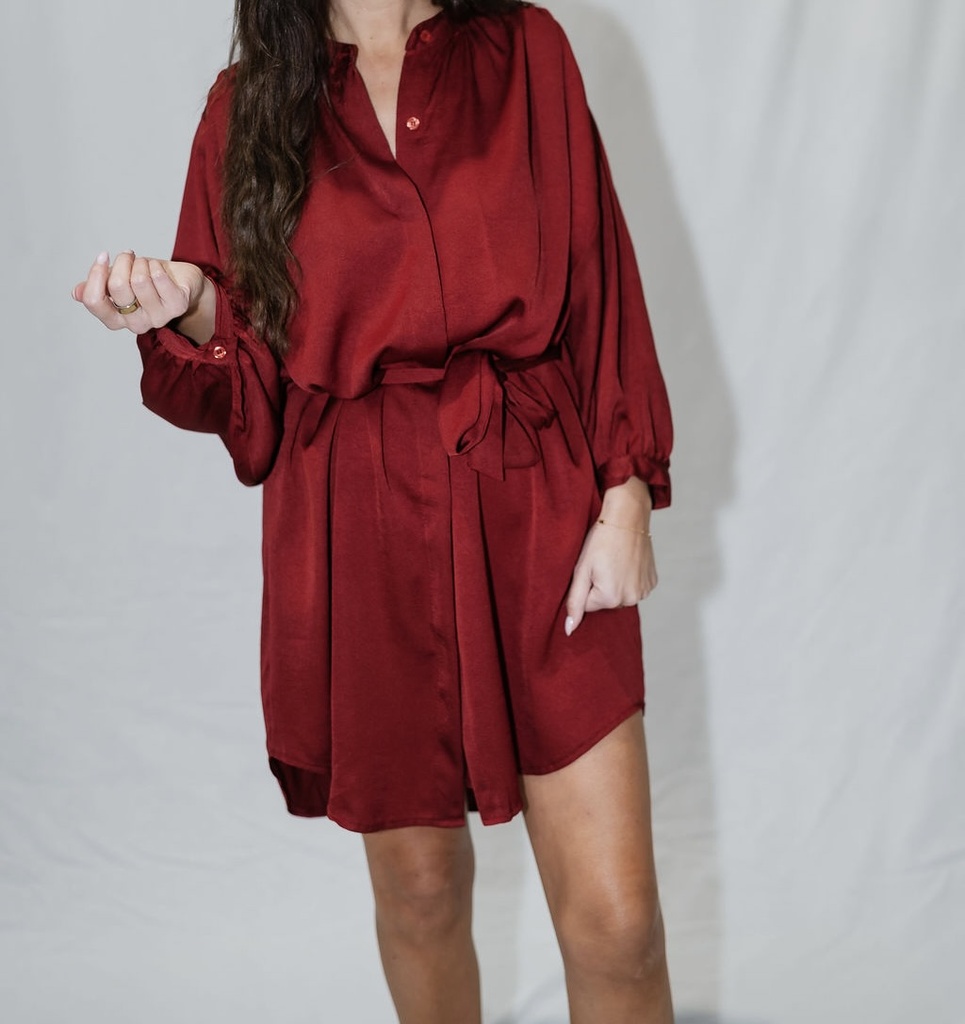 Short Shirt Dress Lima Burgundy