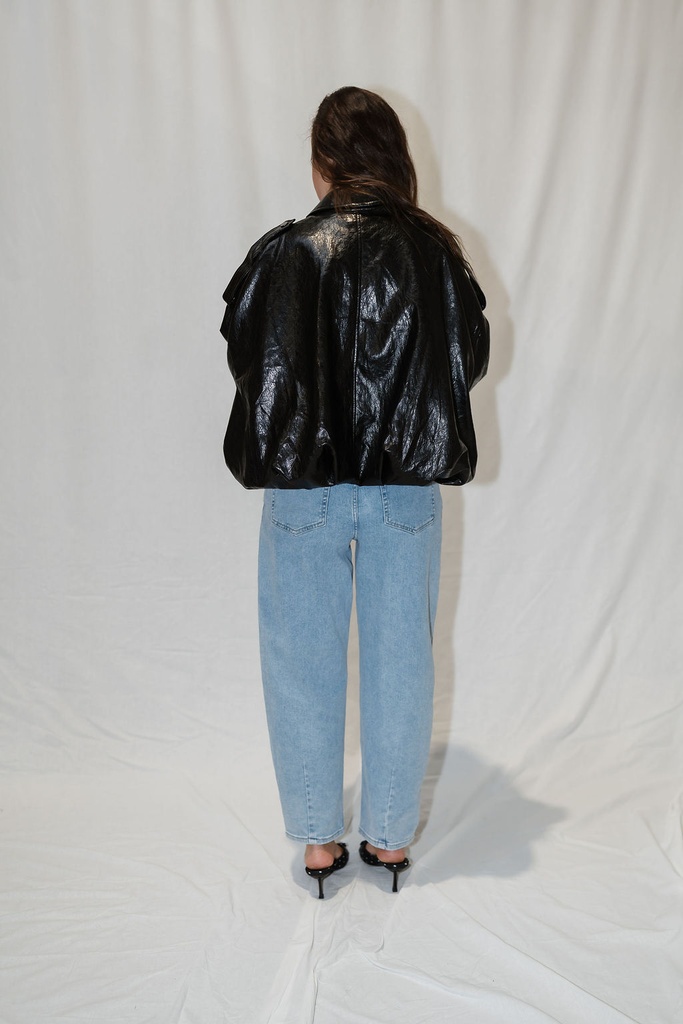 Bomber Faux Leather Black